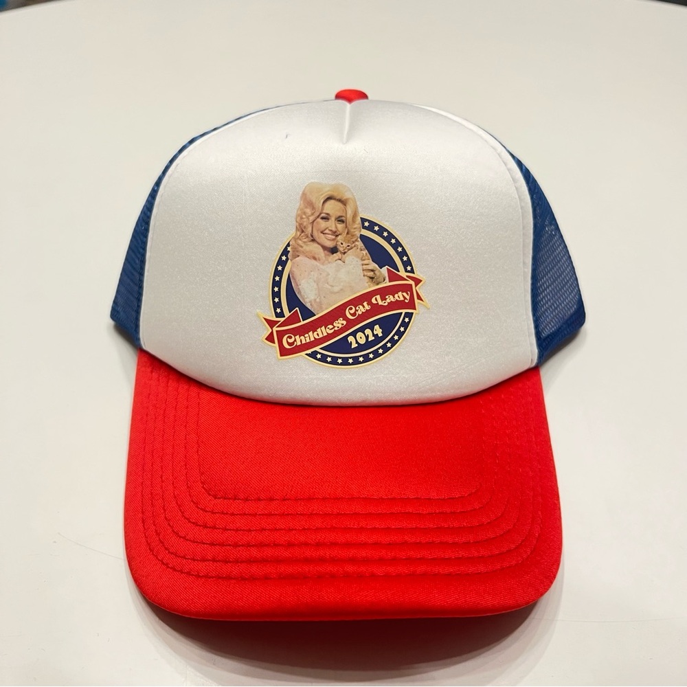 Dolly Parton childkess cat lady trucker hat